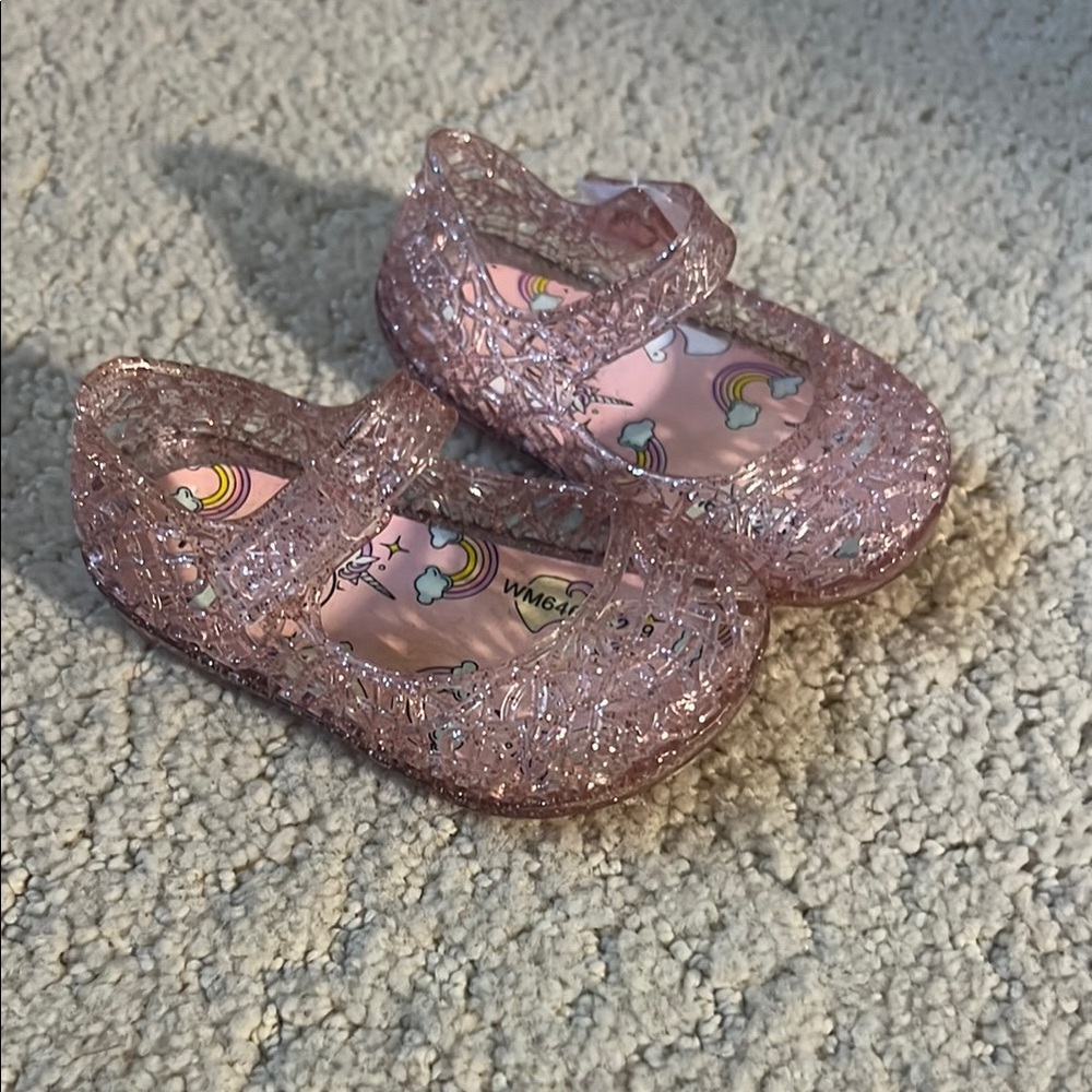 Wonder Nation Pink Glitter Sandals with Closed Toe